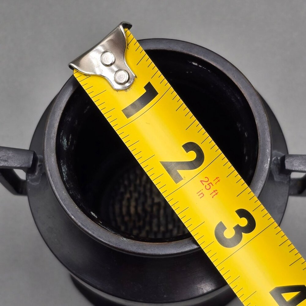 VTG Japanese Bronze Utsubata Ikebana Vase 5.5" Marked Japan Kenzan Insert - Picture 12 of 14